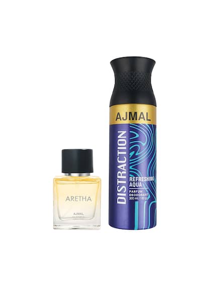 Ajmal Aretha Eau De Parfum For Women 50ml 1.6 Fl.oz. & Distraction Deodorant For Men & Women 200ml 6.7 Fl.oz.