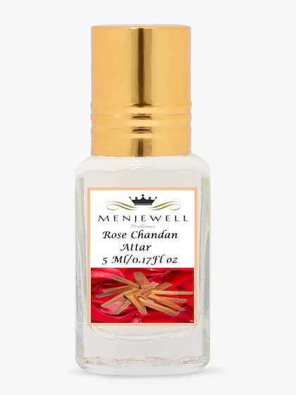 Menjewell Rose Chandan Attar Perfume 5ml 0.17 Fl.oz. Unisex Fragrance | Long Lasting | Alcohol Free