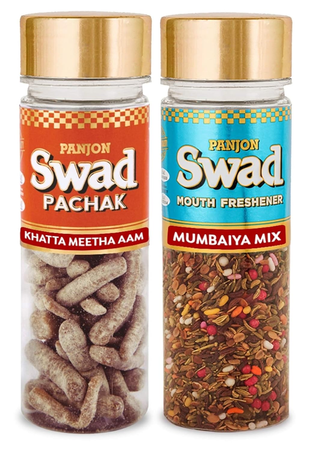 Panjon Swad Khatta Meetha Aam & Mumbaiya Mix Mouth Fresheners 260gm, (130gm *2 Bottles)