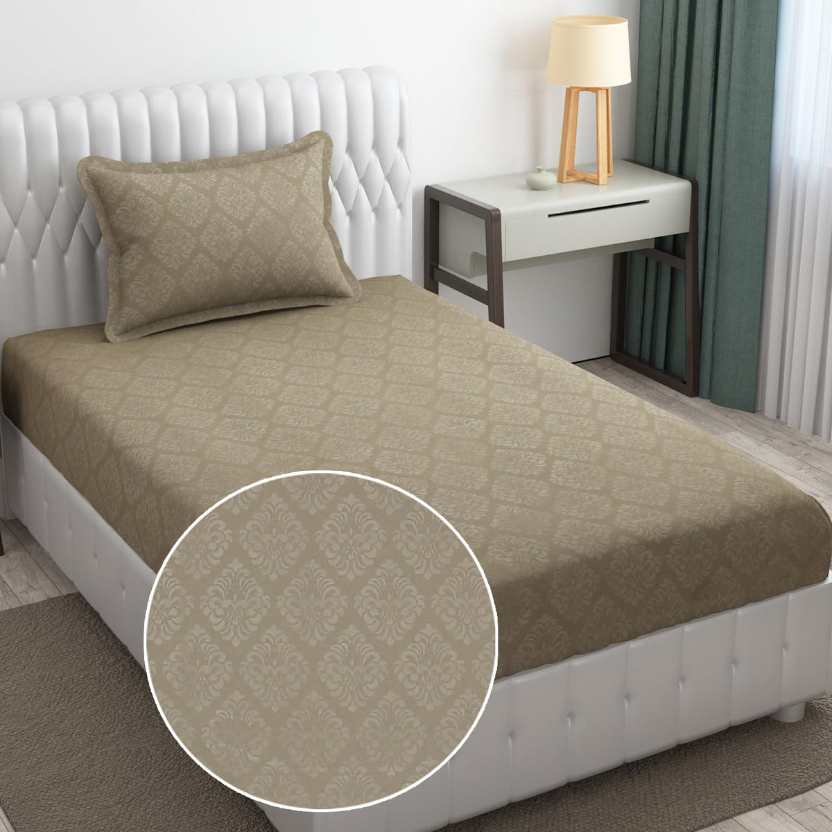 Soft Microfiber Single Bedsheet With 1 Pillow Covers - 60 X 90 Inches, Dark Beige | Wrinkle Free Design & Easy To Wash | Refreshing Your Bedroom Look