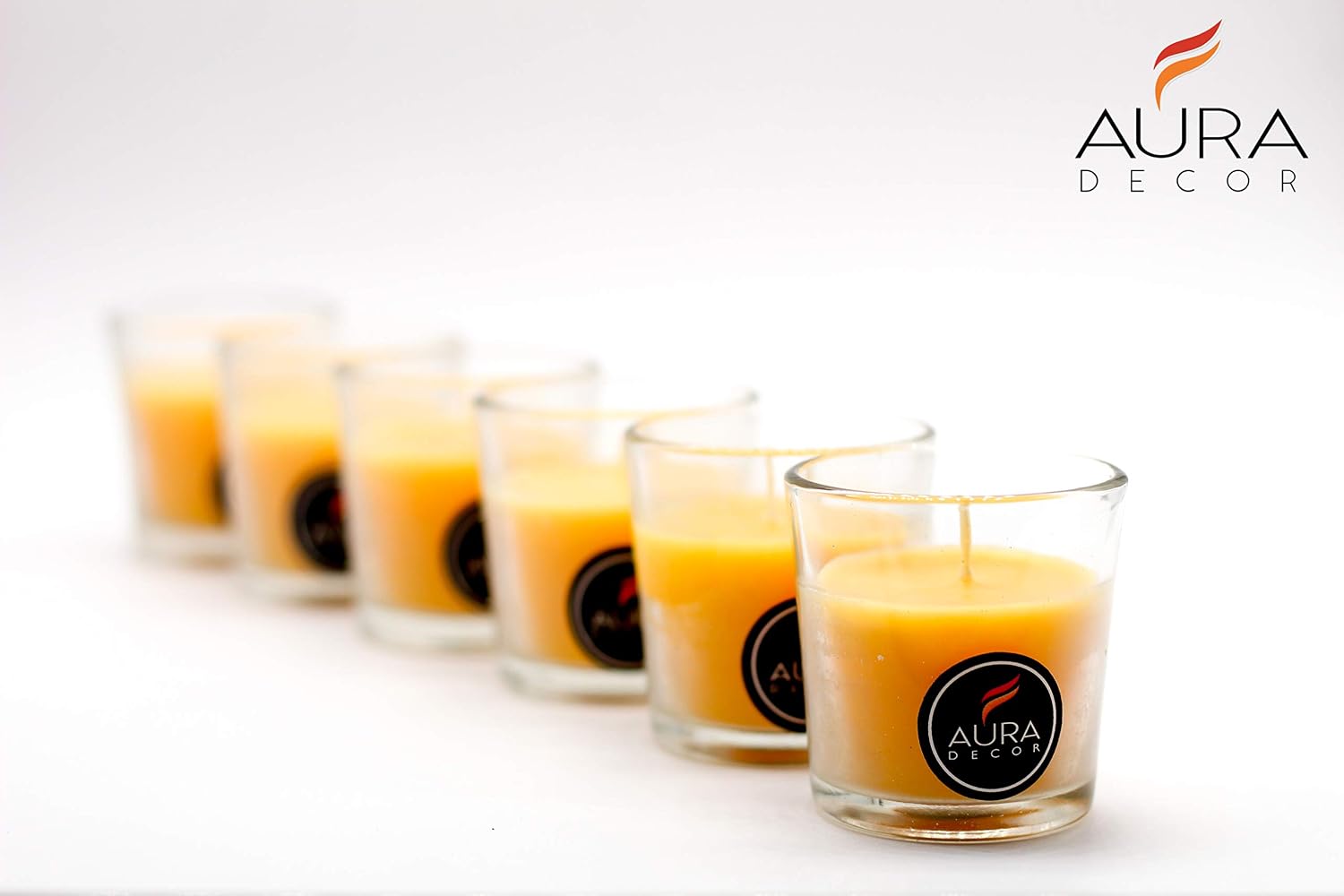 YELLOW VOTIVE GLASS CANDLE SET OF 6 | PERFECT FOR HOME NIGHT DECORATIONS