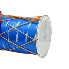 Mini Dholak For Kids Or Decoration With 2 Sticks - Blue | Perfectly Symmetric Round Dholak - Dholak For Festival, Wedding, Satsang | Punjabi Dhol Drum, Housewarming Gifts