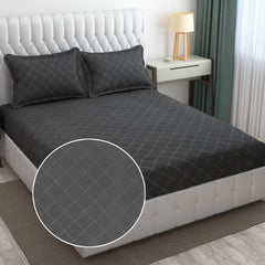 Check Dark Grey Bedsheet For King Size With 2 Pillow Cover (90 X 95 Inches) | Softer & Durable For All Season | Ideal For Daily Use Home Bedsheet