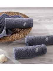 Maspar 100% Cotton Embedded Stripe Face Towel 600 Gsm - Set Of 4 (Grey)