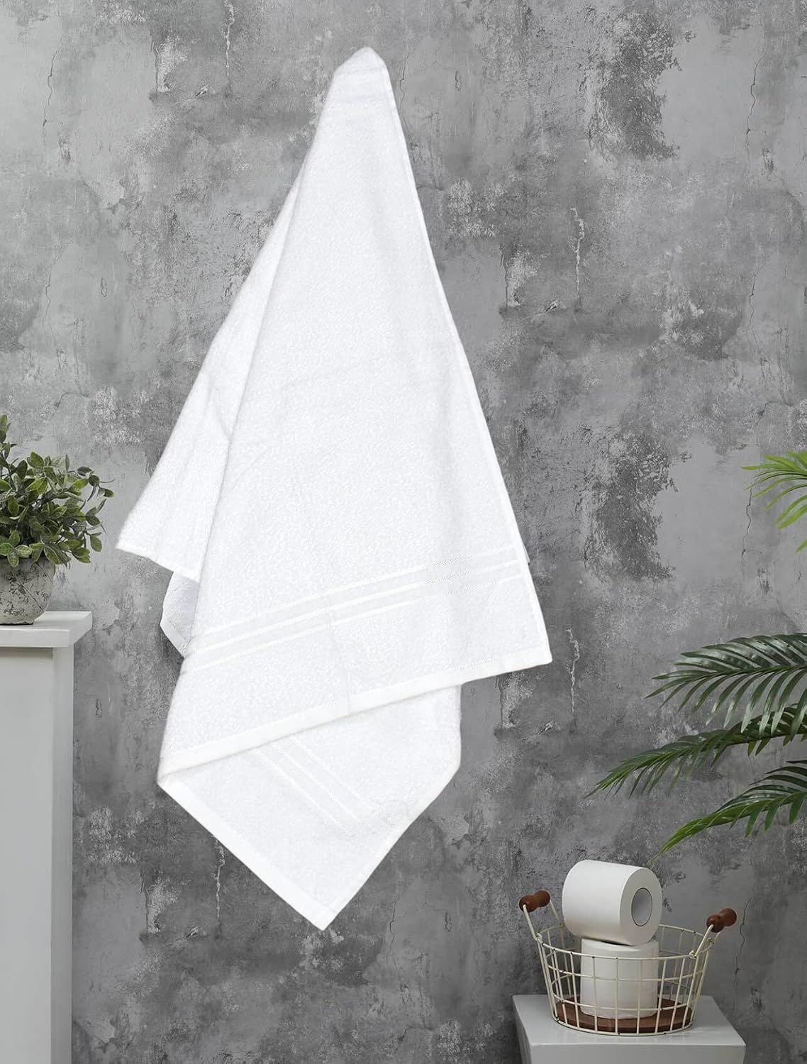 Tuni Mani 100% Cotton Turkish Bath Towel 500 Gsm | High Absorb & Quick Dry Bath Towel (White)
