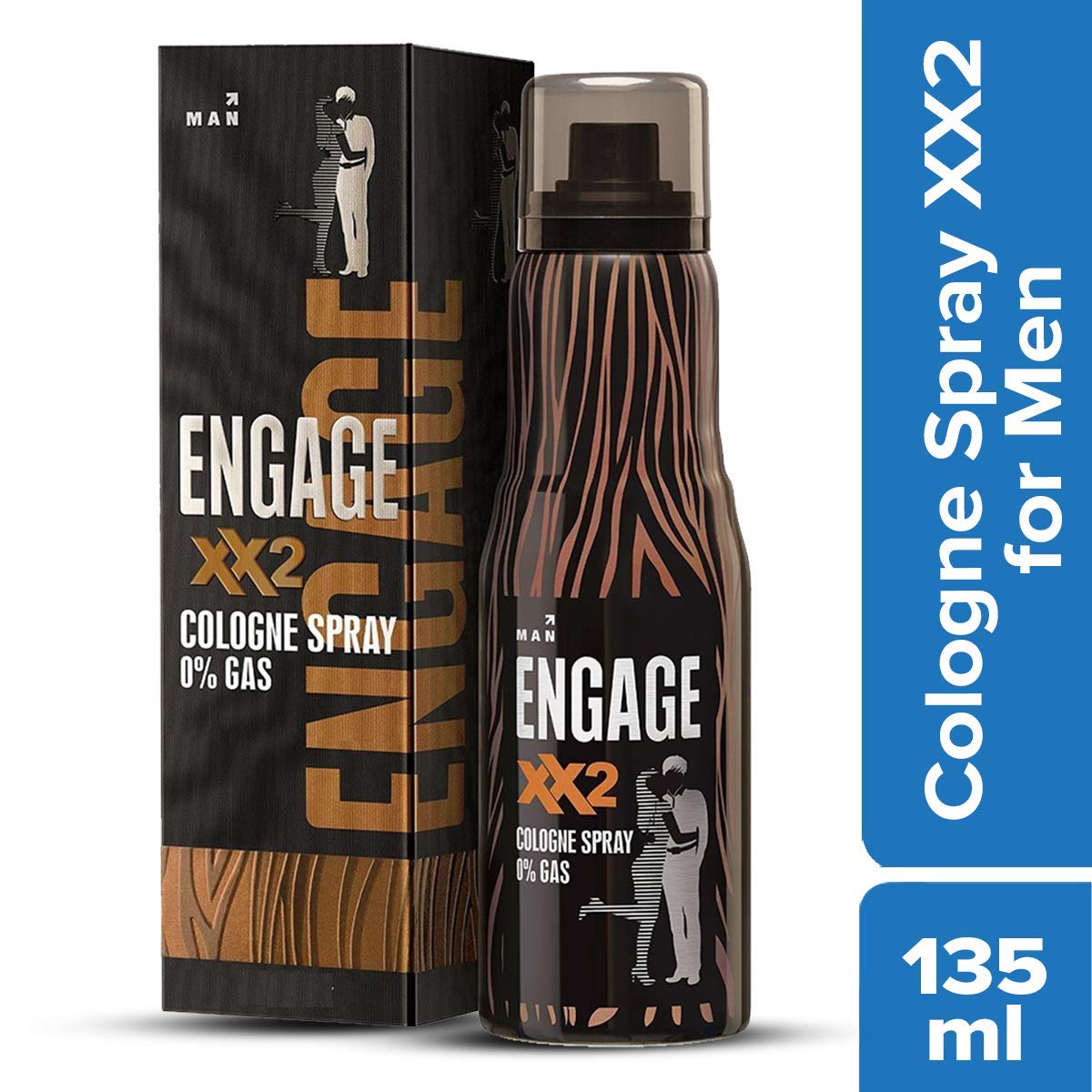 Engage Nudge Deodorant Spicy & Woody Skin Friendly 220ml 7.4 Fl.oz. & XX2 Cologne No Gas Perfume For Men, Spicy & Citrus Skin Friendly 135ml 4.5 fl.oz.