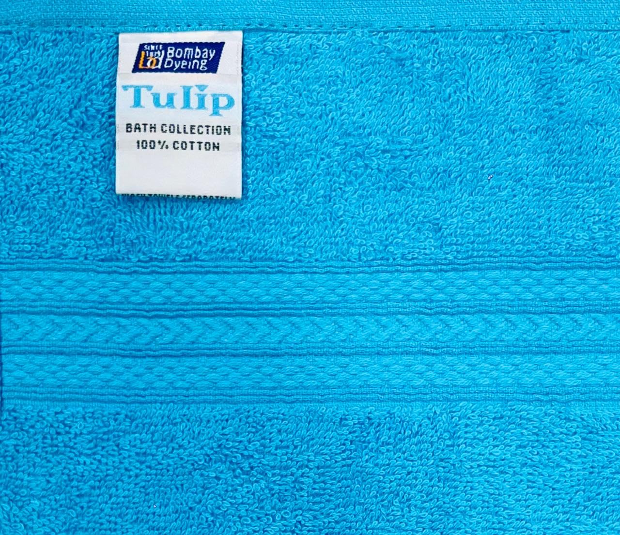 Bombay Dyeing Tulip 100% Soft Cotton Hand Towels 1200 Gsm (Aqua Blue) - Set Of 6