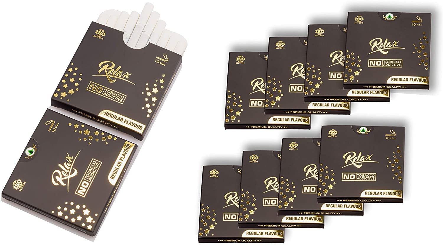 Aarogyam Herbals 100% Tobacco & Nicotine Free Cigarette For Relieve Stress & Mood Enhance Product For Smokers - 10 Sticks In Each Packet (Relax Regular Flavour Pack Of 10)