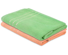 Kuber Industries Face Towel 200 Gsm | Super Soft Fluffy Absorbent Cotton Babies Bath & Face Towel - Pack Of 2 (Green & Peach)