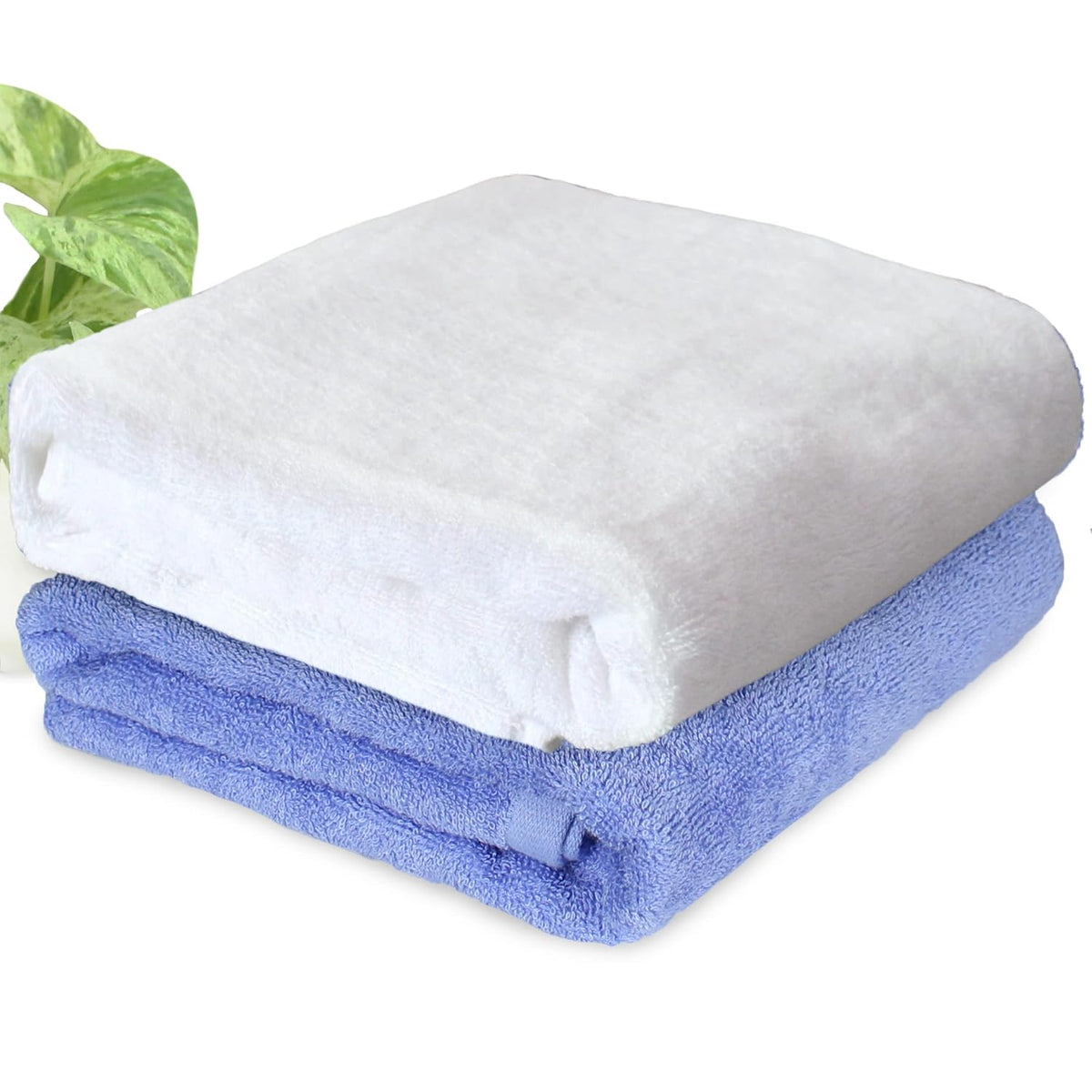 Heelium Bamboo Bath Towel | Lightweight & Quick Drying | Ultra Absorbent Towel 400 Gsm | Pack Of 2 - White, Iris