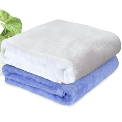 Heelium Bamboo Bath Towel | Lightweight & Quick Drying | Ultra Absorbent Towel 400 Gsm | Pack Of 2 - White, Iris