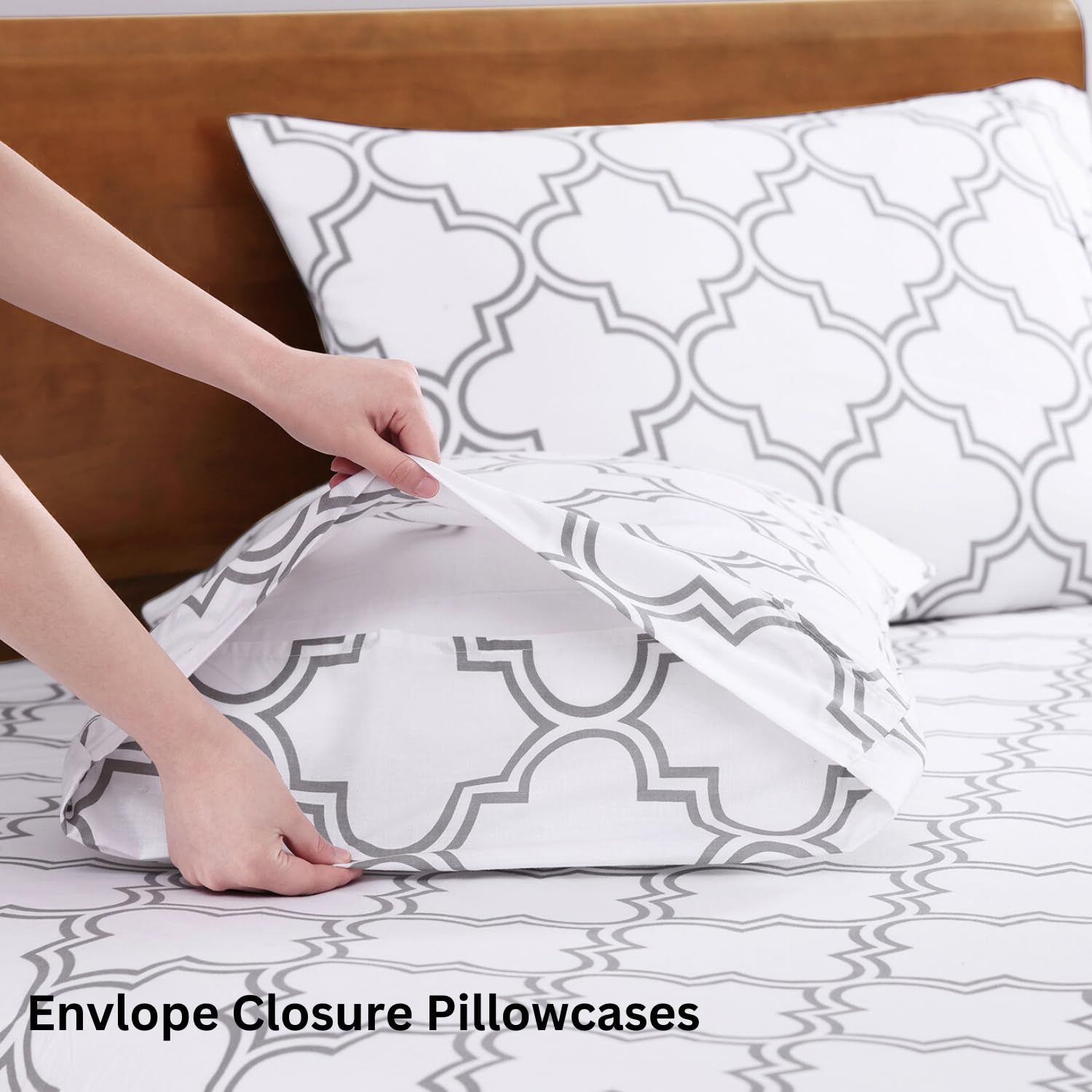 100% Organic Cotton Bedsheet For Double Bed With 2 Pillow Covers | 90 X 100 Inches, White & Grey | Soft & Comfortable Fabric, Machine Washable