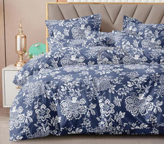 Printed Super King Size Double Bedsheet With Two Pillow Covers - 108 X 108 Inches, Blue | Smooth To Touch, Breathable & Long Lasting - Ideal For Everyday Comfort