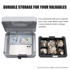 Medium Metal Cash Box With Combination Lock Safe & Money Tray For Security 7.87"X 6.30"X 3.54" Colour - Lightgrey