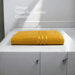 100% Cotton Bath Towel 450 Gsm | Large Size Soft & Absorbent Sport & Beach Bath Towel (Yellow)