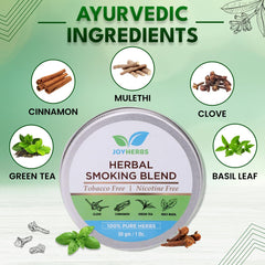 Ayurvedic & Organic Herbs Mix For Smoking, Herbal Mixture Smoking Blend With Brown Wooden Pipe For Smoking Mixture Kit - Tobacco & Nicotine Free 30g