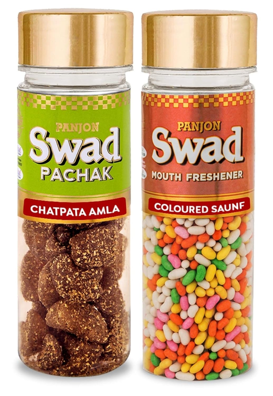 Panjon Swad Chatpata Amla & Coloured Saunf Mouth Fresheners 290gm, (145gm *2 Bottles)