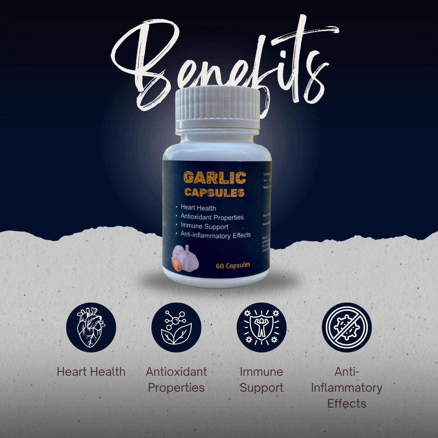 Looks United Ayurvedic Garlic Nutritional Supplement Capsules, For Overall Health & Well - Being | 60 Capsules 100gm 0.2lbs Each Pack Of 2