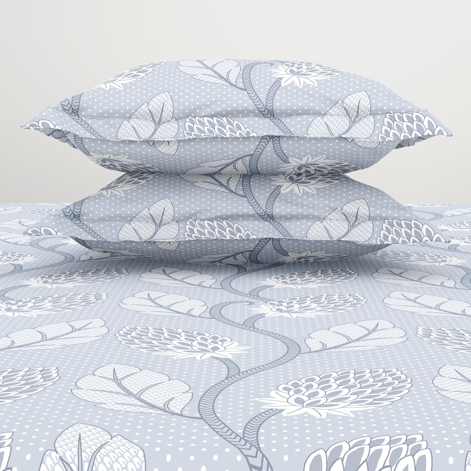 King Size 1 Double Bedsheet With 2 Pillow Covers - Size 108 X 108 Inches, Grey | Soft Feel Wrinkle Resistance | Durability & Comfort, Breathable