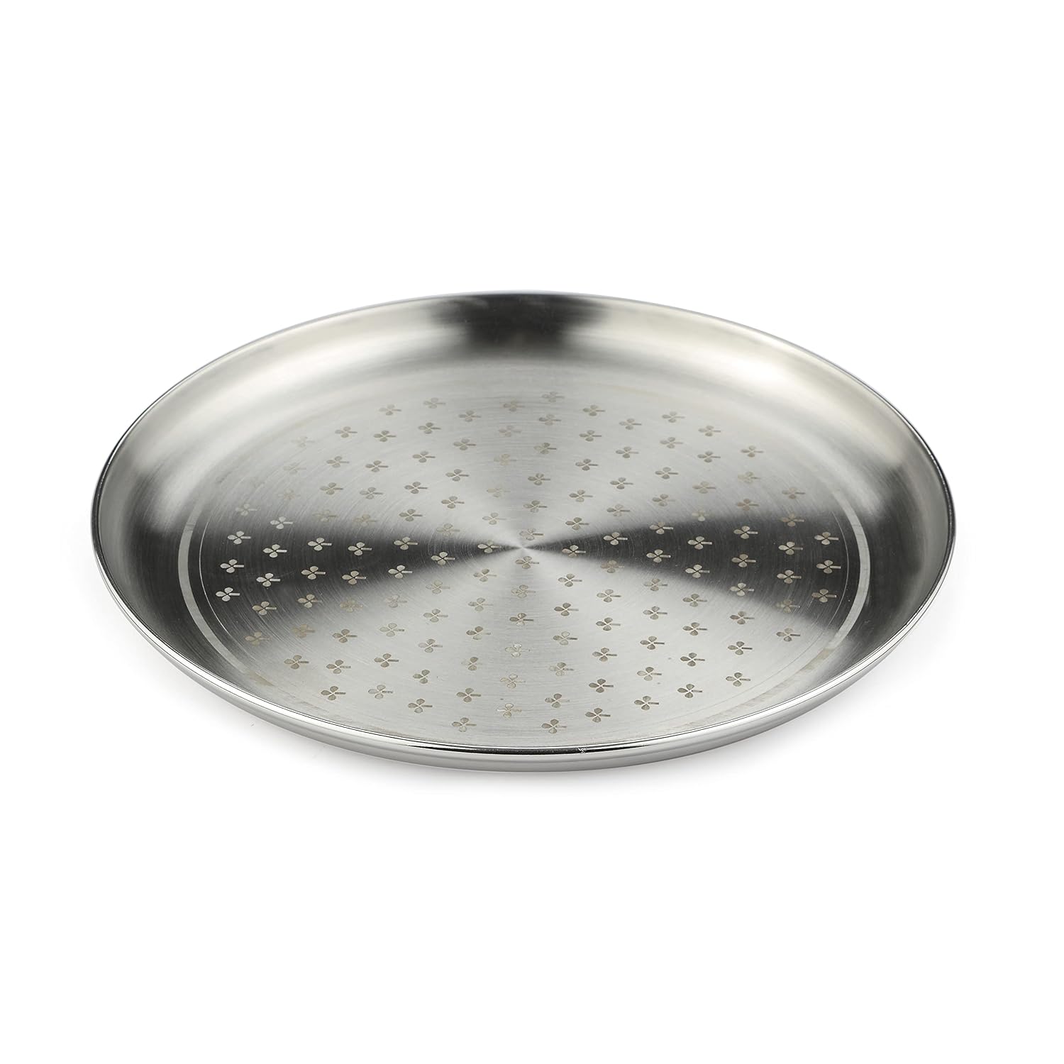 Chrome Stainless Steel Quarter Plate Set Of 6 - Zenith Series | Salad & Snacks Plates - Flower Dot Patterns | Serve Ware, Dinnerware & Tableware