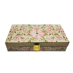 Classic Design Gold Plated Mgi Floral Decorative Box, Wedding Fancy Shagun Cash Box, Jewellery Box, Money Box, Gaddi Box, Colour - Green, Style - Traditional