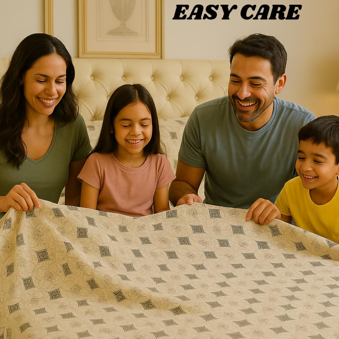 Microfiber King Size 1 Fitted Bedsheet + 1 Flat Top Sheet + 2 Pillow Covers | 78 X 72 Inches, Beige & Grey - Ideal For House, Bedroom, Hotel, Guest Room
