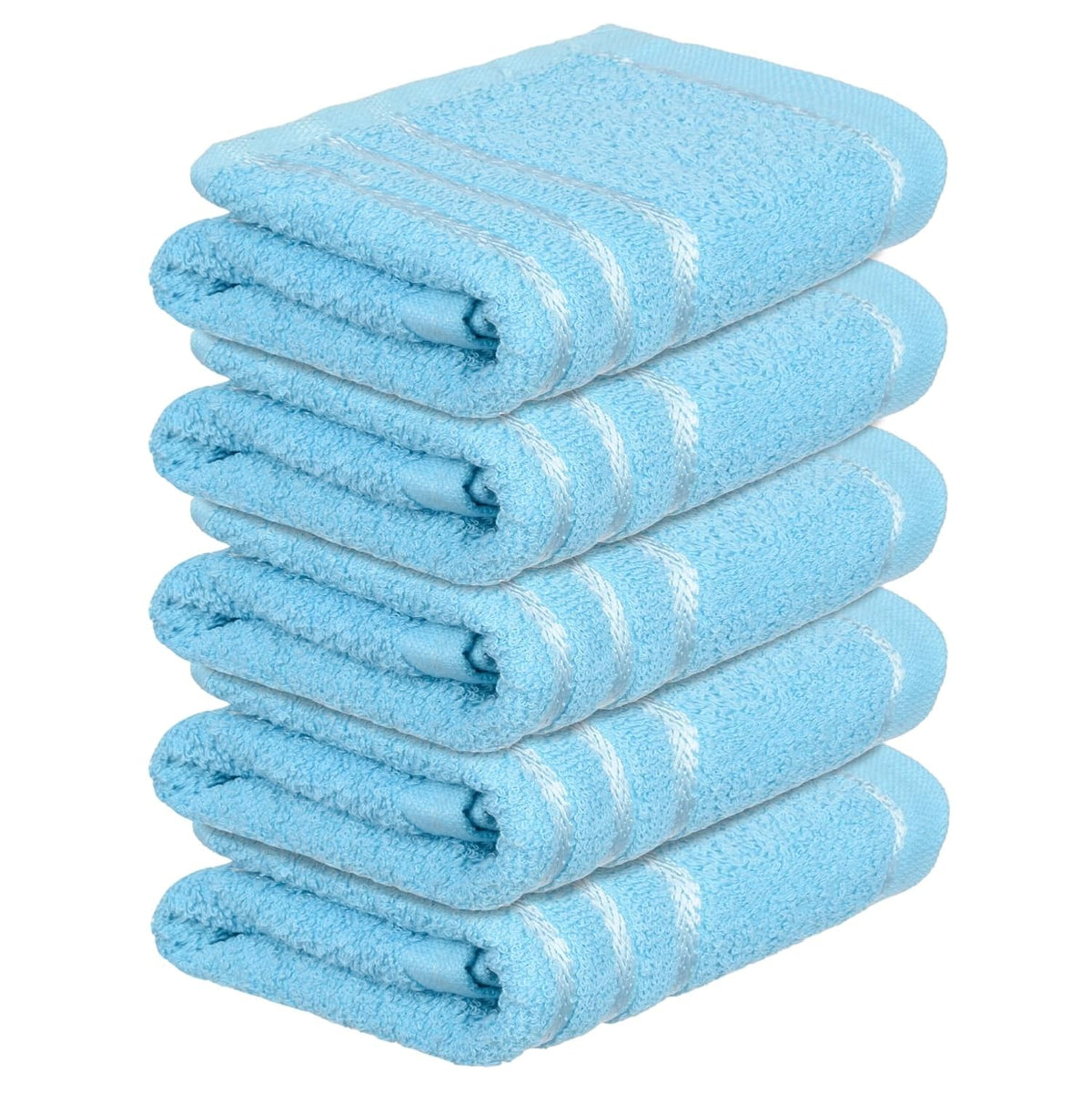 Heart Home Face Towel 1000 Gsm | Facewash For Travel Workout Hand Towel | Lining Design Pack Of 5 (Blue)