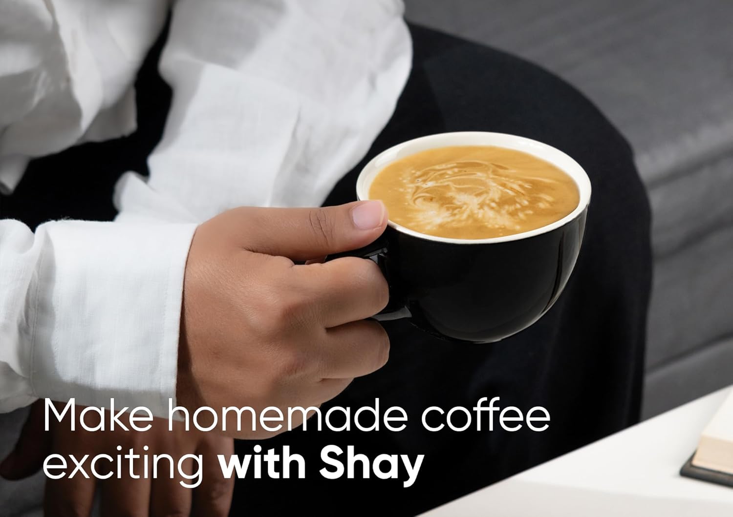 Large Ceramic Coffee Cup Set Of 2 - Black, 300ml Each | Cappuccino Cup With Glossy Finish - Large Ceramic Coffee Cup | Premium Stoneware Coffee Cup - Microwave Safe