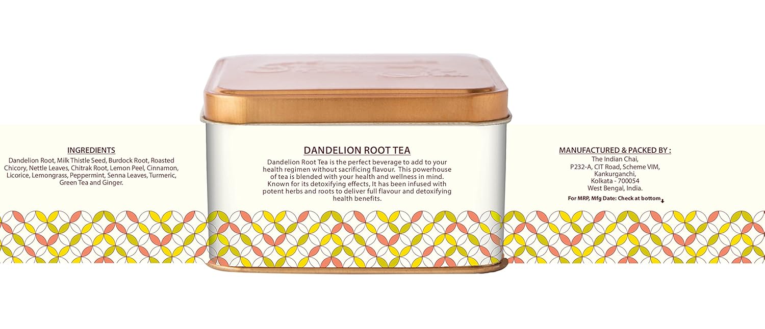 The Indian Chai Dandelion Root Tea - 15 Pyramid Tea Bags | Improves Kidney Function & Digestive Health - Caffeine Free, Gluten Free