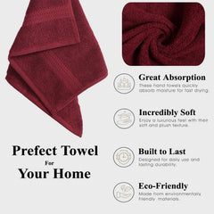 Fresh From Loom Luxury Fur Collection Hand Towel 500 Gsm Napkins Cotton High Absorbency Double Stitched Size (Wine) - Set Of 4