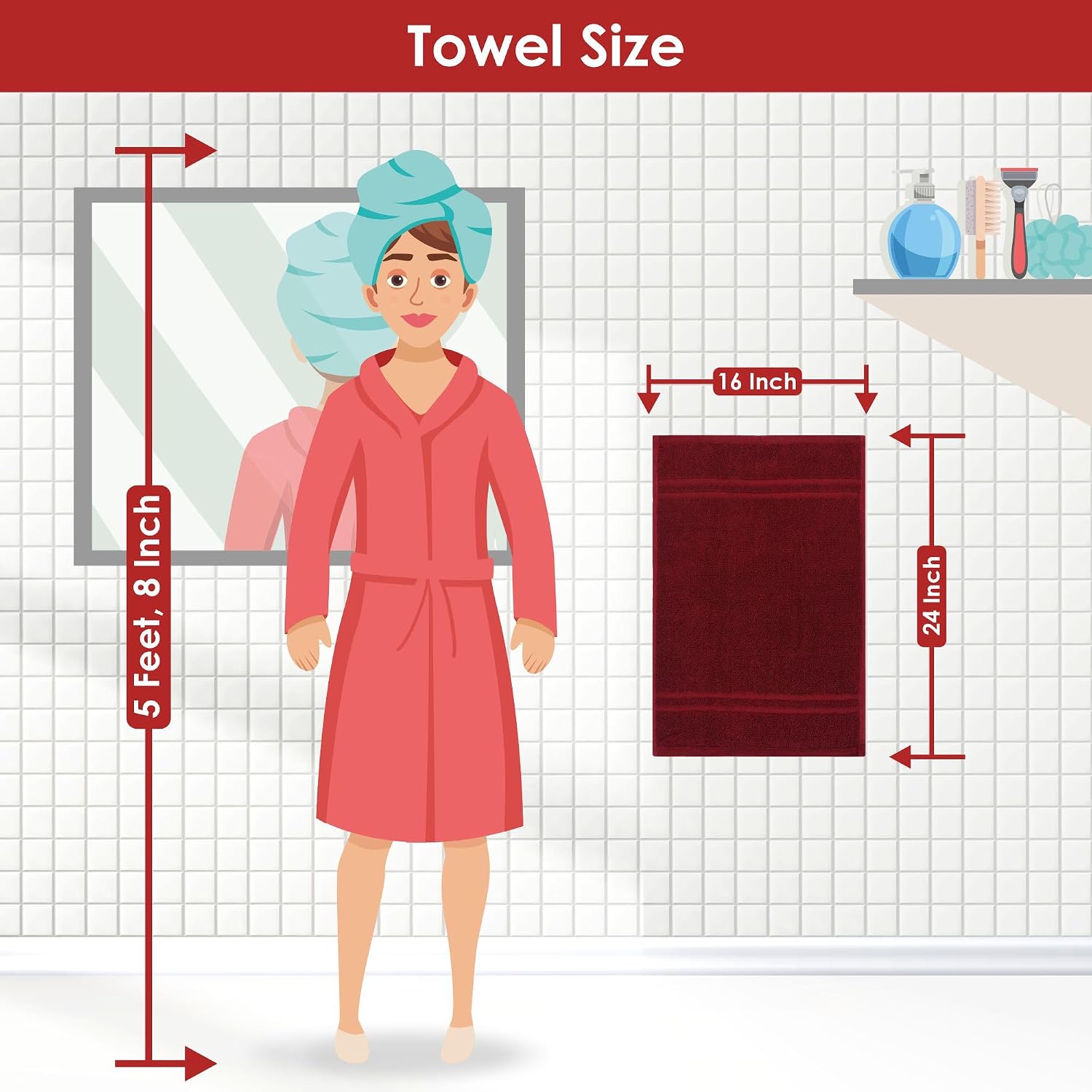 Zahya Terry Cotton Hand Towels 800 Gsm | Soft, & Absorbent Hand, Face, Gym & Travel Use (Maroon) - Pack Of 4