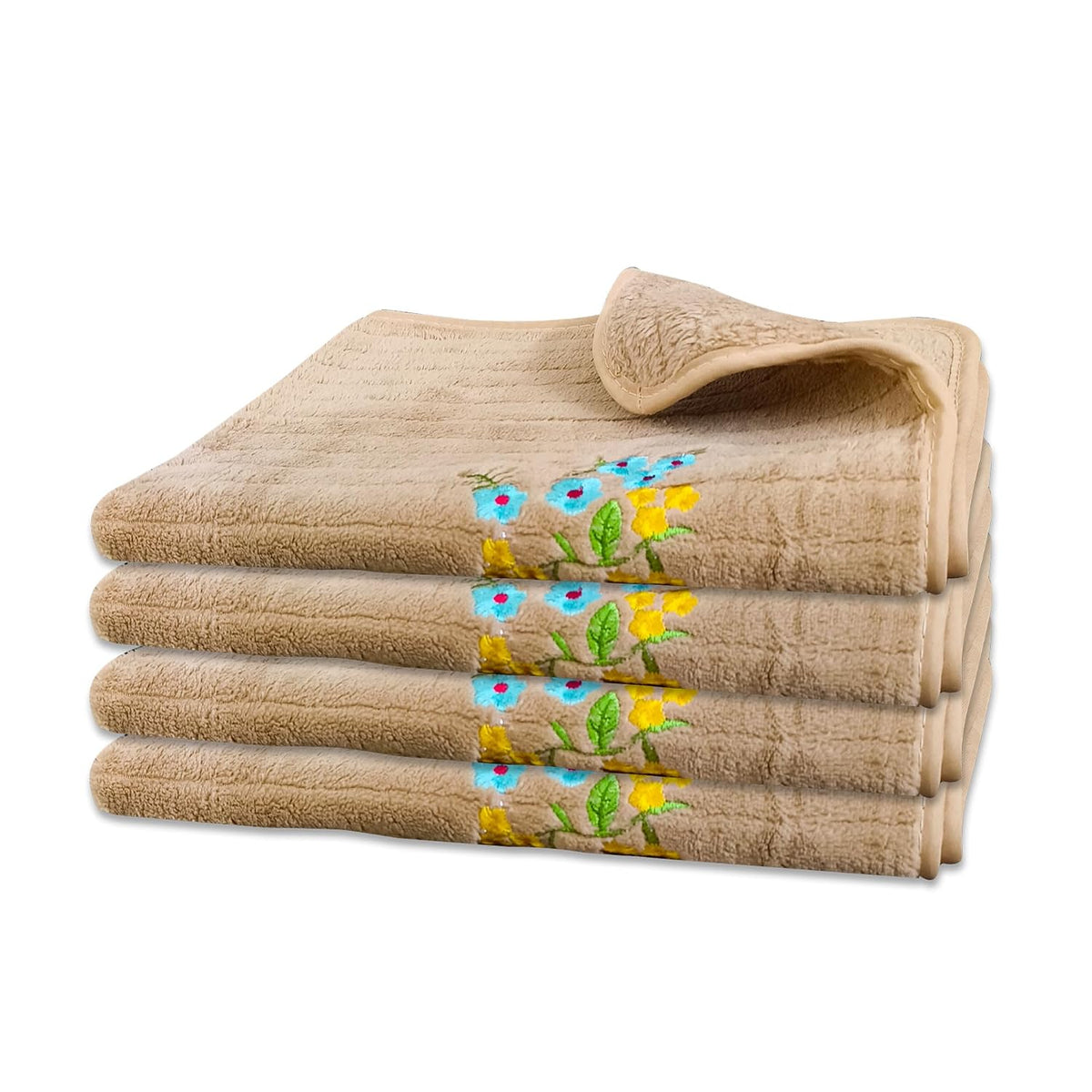 Enrich Homes Hand Small Towels 600 Gsm | Soft Microfiber Face Towels For Men & Women Kitchen & Bathroom Towel Set (Brown)- Set Of 4