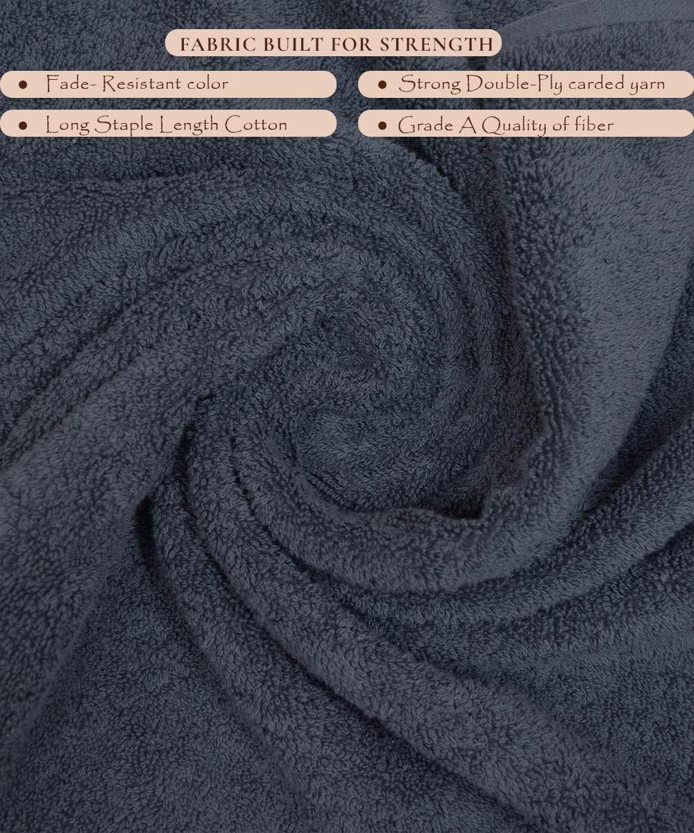 Rangoli Soft Absorbent Durable Towels Earthly Egyption Cotton Plush Luxurious Large Size Bath Towel 1000 Gsm (Charcoal)- Pack Of 2