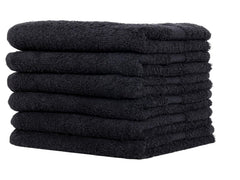 Rushant 100% Combed Cotton Hand Towels 900 Gsm | Ultra Soft, Quick Dry & Super Absorbent For Home, Gym & Travel (Black) - Set Of 6