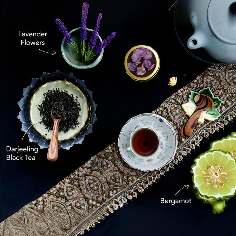 Saffron Cup Darjeeling Earl Grey Flavourful Black Tea - 75gm, 2.6 Ounce | 100% Natural, Rich In Antioxidants - Infused With Bergamot & Lavender | Low Caffeine