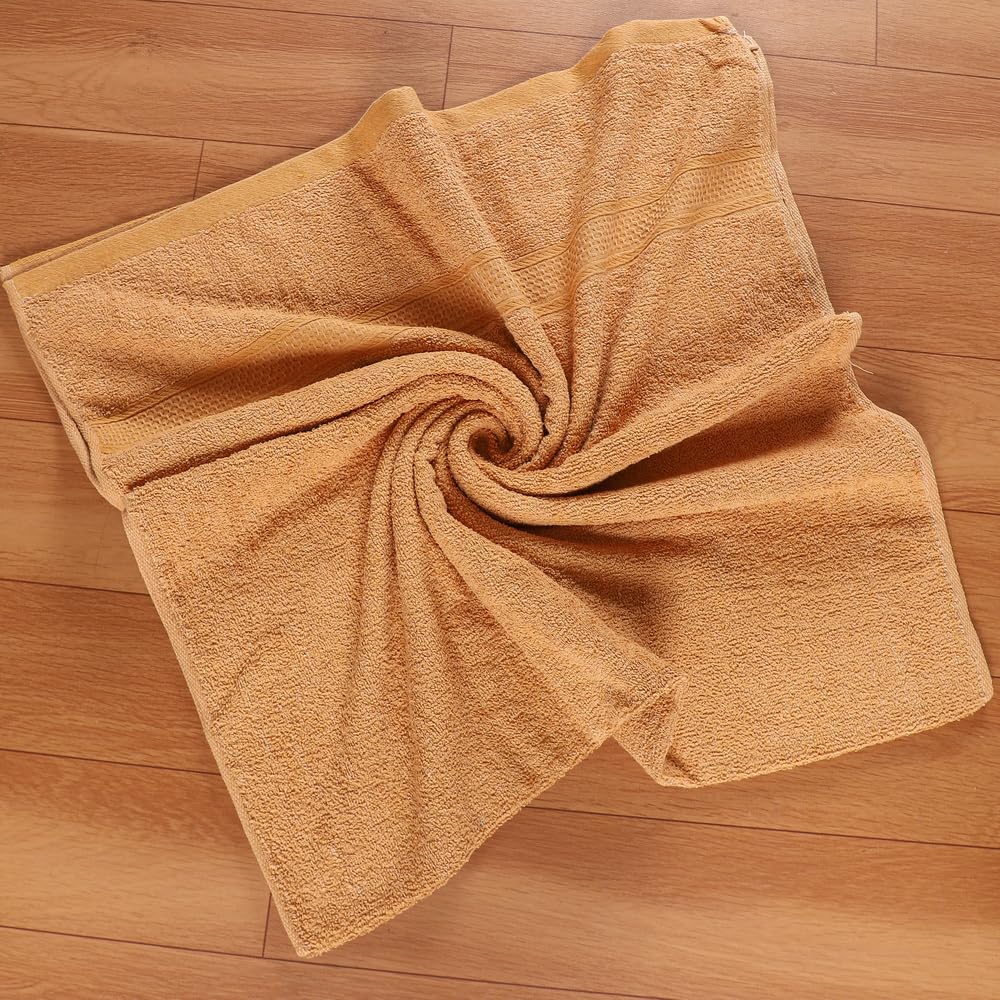 Fezora 100% Cotton Bath Towel 450 Gsm | Ultra Soft, Quick Dry, High Absorbency, Skin-Friendly Large Size Bath Towel (Light Brown)