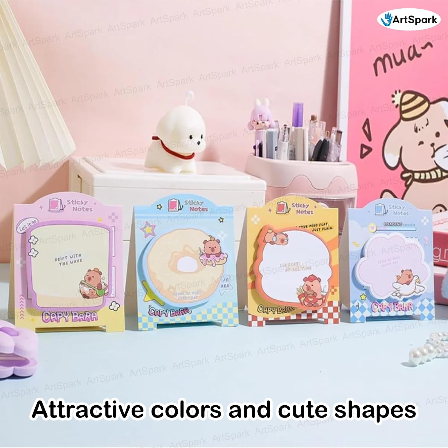 Capybara Sticky Notes – 60 Sheets Kawaii Memo Pads, Self-adhesive Sticky Notes For Study, Writing