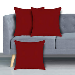 Microfiber Filled Floor Cushion, Decorative Throw Pillow, Maroon - 16 X 16 Inch | Home Décor Pillow, Sofa & Bed Cushion | Soft & Comfortable Pillow, Model No - F_26_kubmart016869- Set Of 3