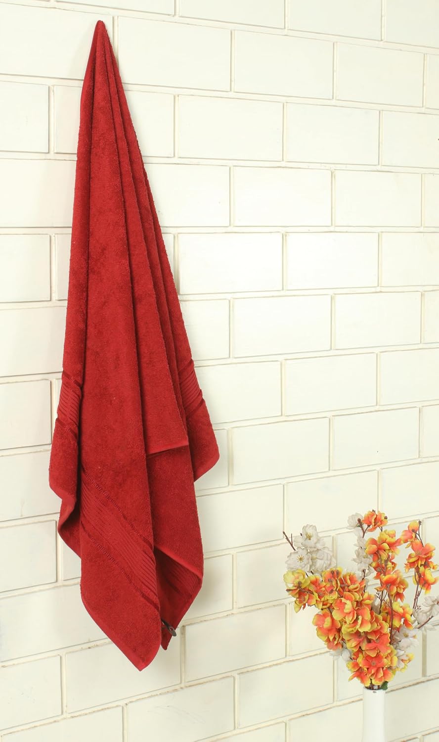 Fash Home Towel 400 Gsm | Ultra Soft, Highly Absorbent, Quick Dry, Plush & Durable Cotton Bath Towel (Maroon Red)
