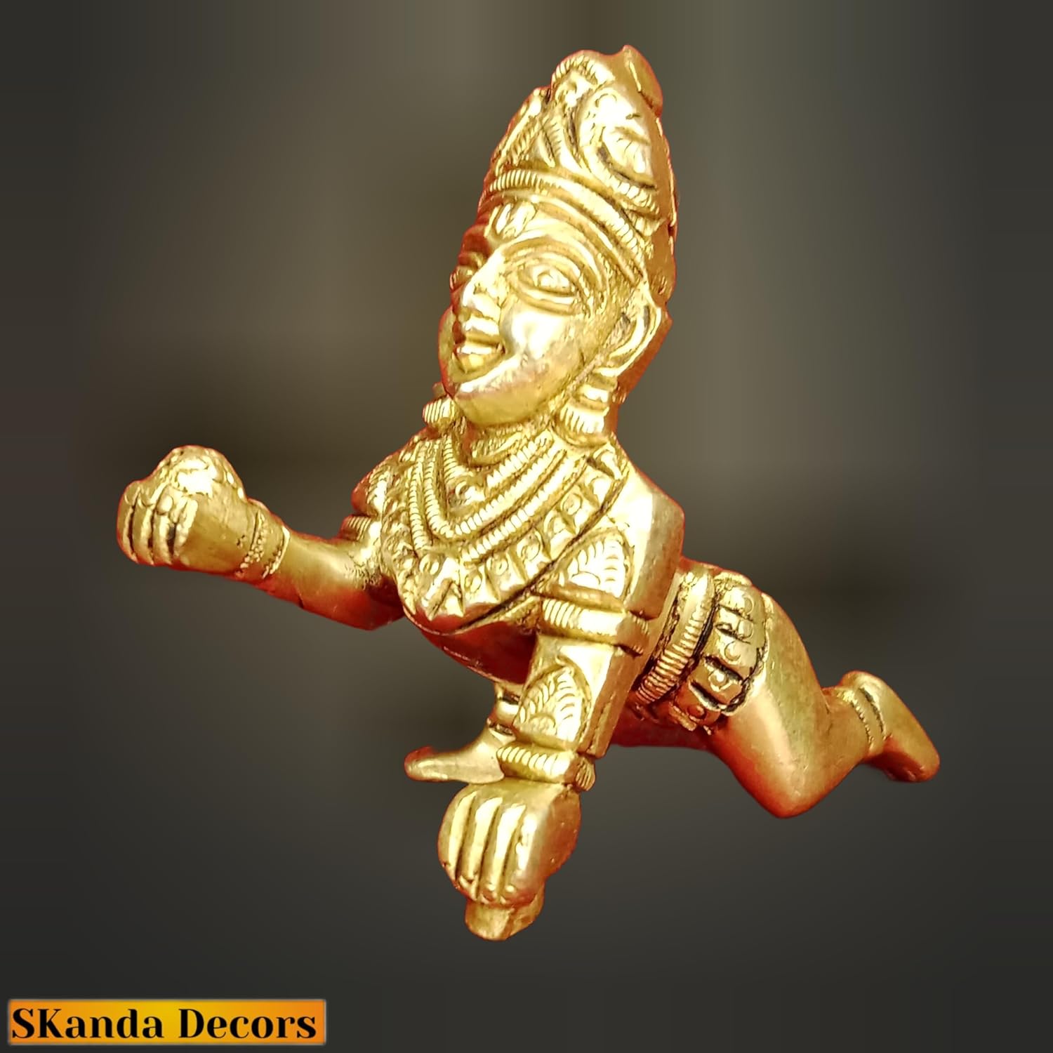 Laddu Gopal Idol, Bal Gopal, Thakur Ji Idol, Gold, Pure Brass, Idol - 6.4 Cm, Bal Krishna Murti For Pooja Room, Lord Nandlal Ji Statue For Janmashtami Special, Occasion, Handcrafted Idol