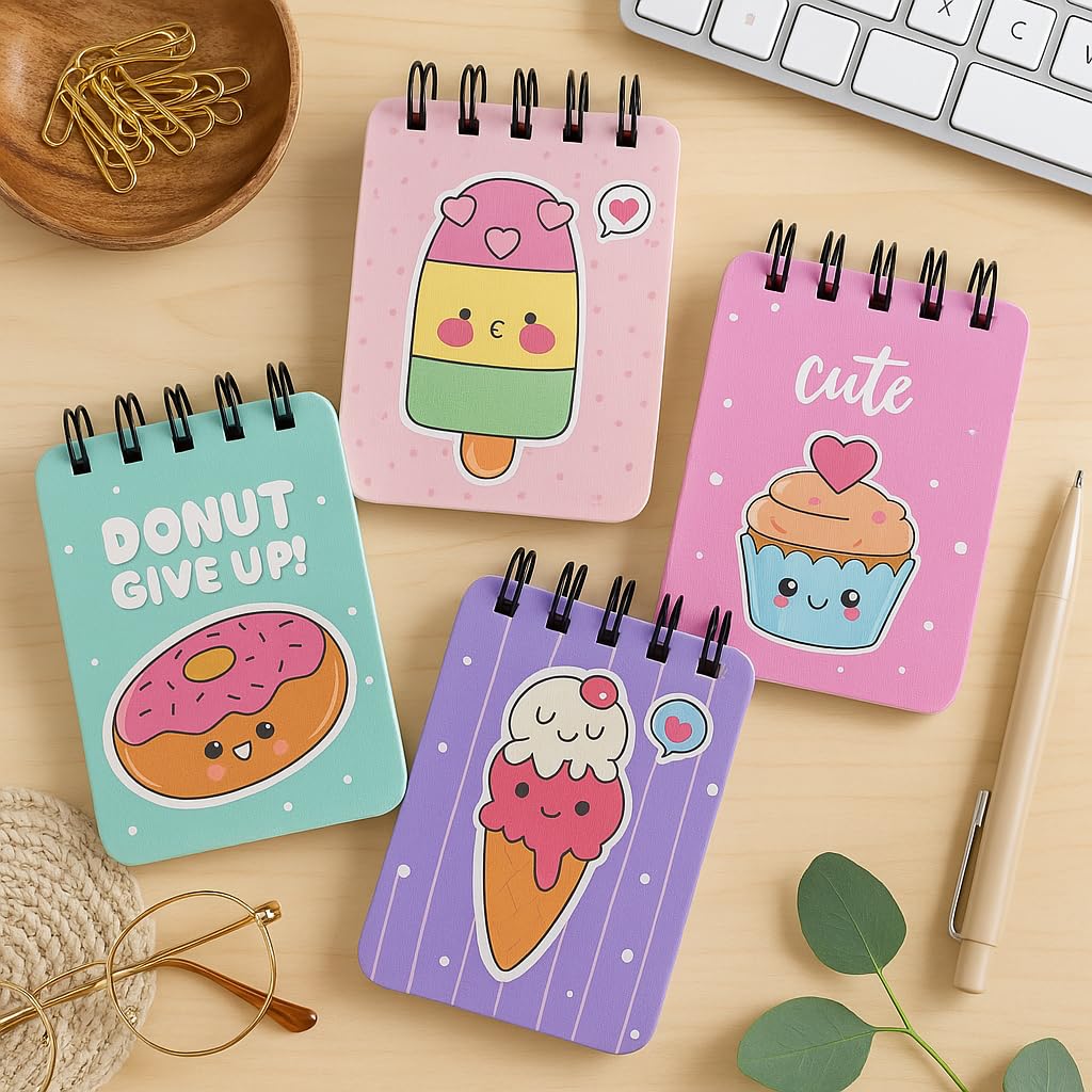 Spiral Pocket Notebook, Cute Mini Notepad, Handy Notebook For School (Dessert Dreams) Pack Of 1