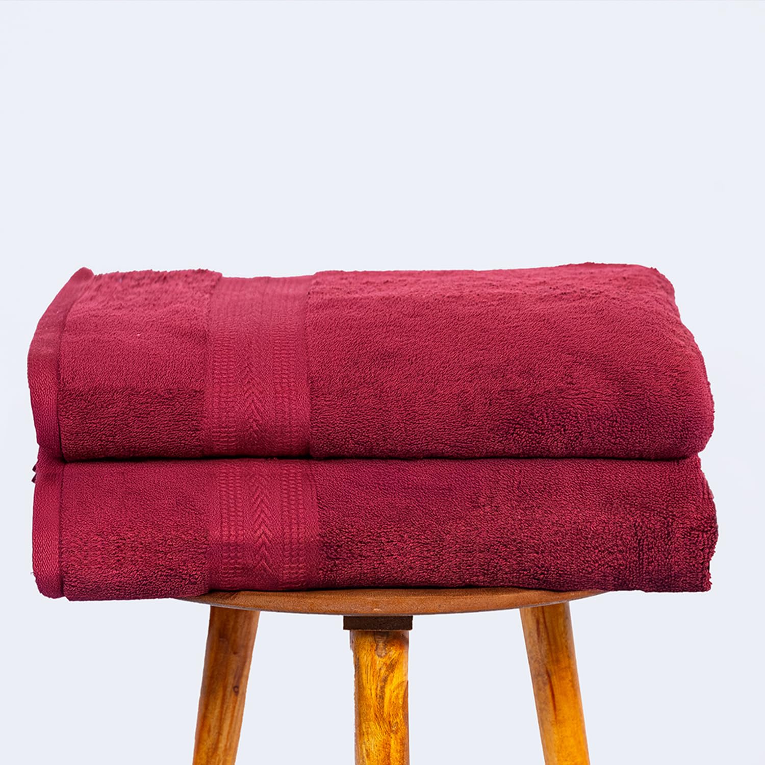 Himeya 100% Cotton Large Size Bath Towels 1000 Gsm | Soft & Absorbent - Wine Red (Pack Of 2)