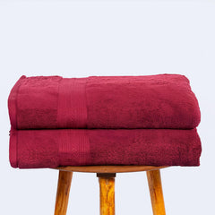 Himeya 100% Cotton Large Size Bath Towels 1000 Gsm | Soft & Absorbent - Wine Red (Pack Of 2)