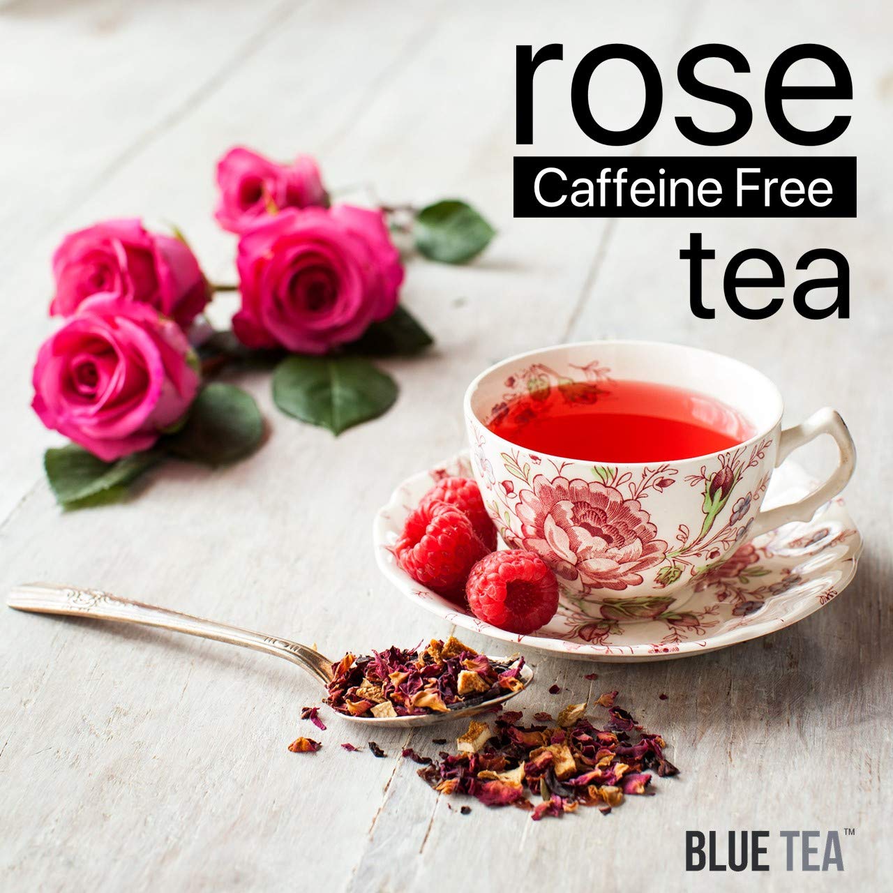 Blue Tea Rose Flower Herbal Tea - Pack Of 2 X 50gm, 1.7 Ounce Each, 100 Cups | Flower Based, Caffeine Free, Non-GMO - Beautiful Hair & Skin, Rich Vitamin-C | Zipper Packaging