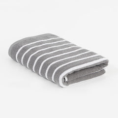 Home Centre Refresh Essence Cotton Striped Bath Towel 450 Gsm (Grey)