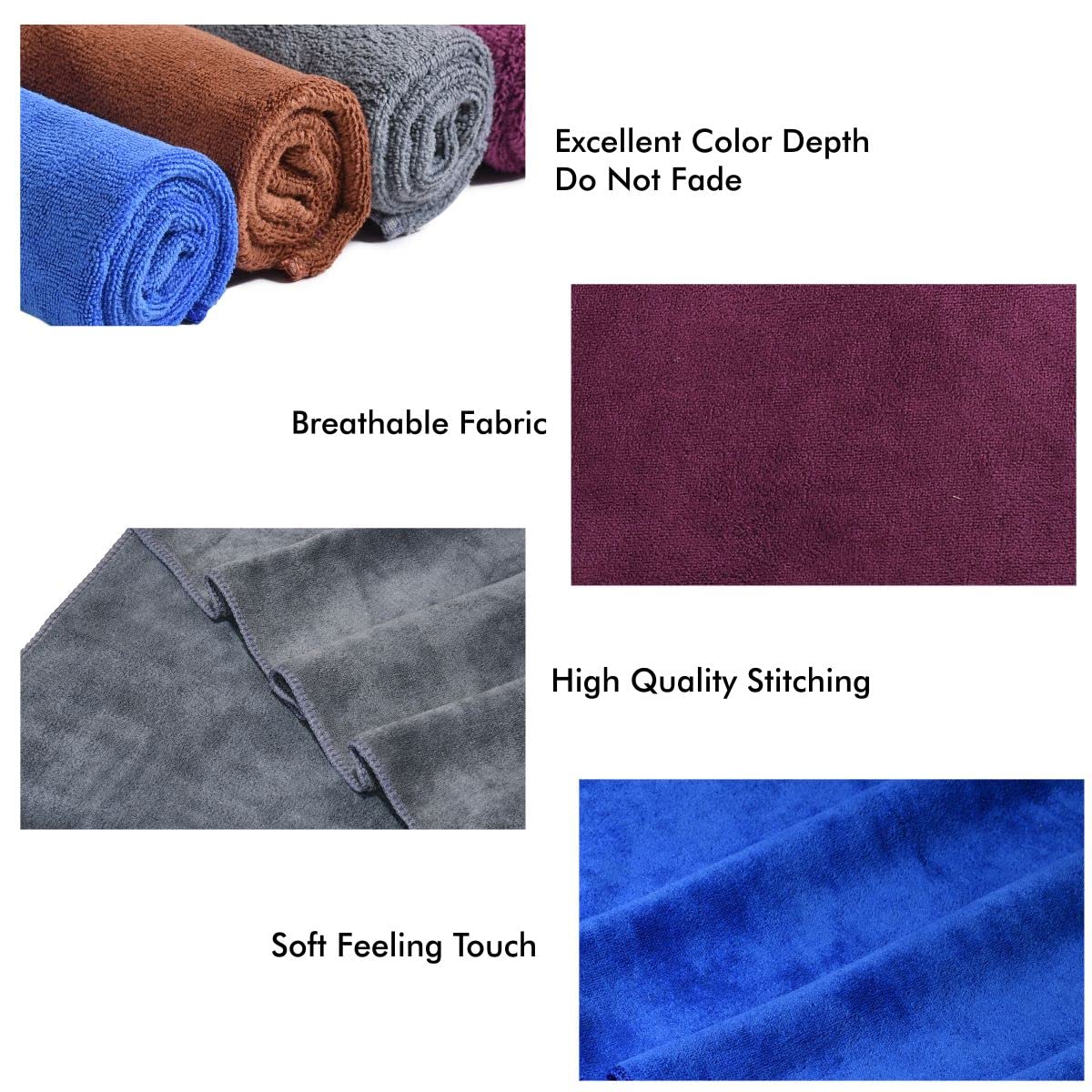Yellow Weaves Microfiber Face Towel 880 Gsm - Set Of 4 (Multicolour)