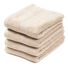 Premium 100% Combed Cotton Hand Towels 800 Gsm | Ultra Soft, Quick Dry & Highly Absorbent, For Home, Gym & Travel Hand Towel (Beige) - Pack Of 4