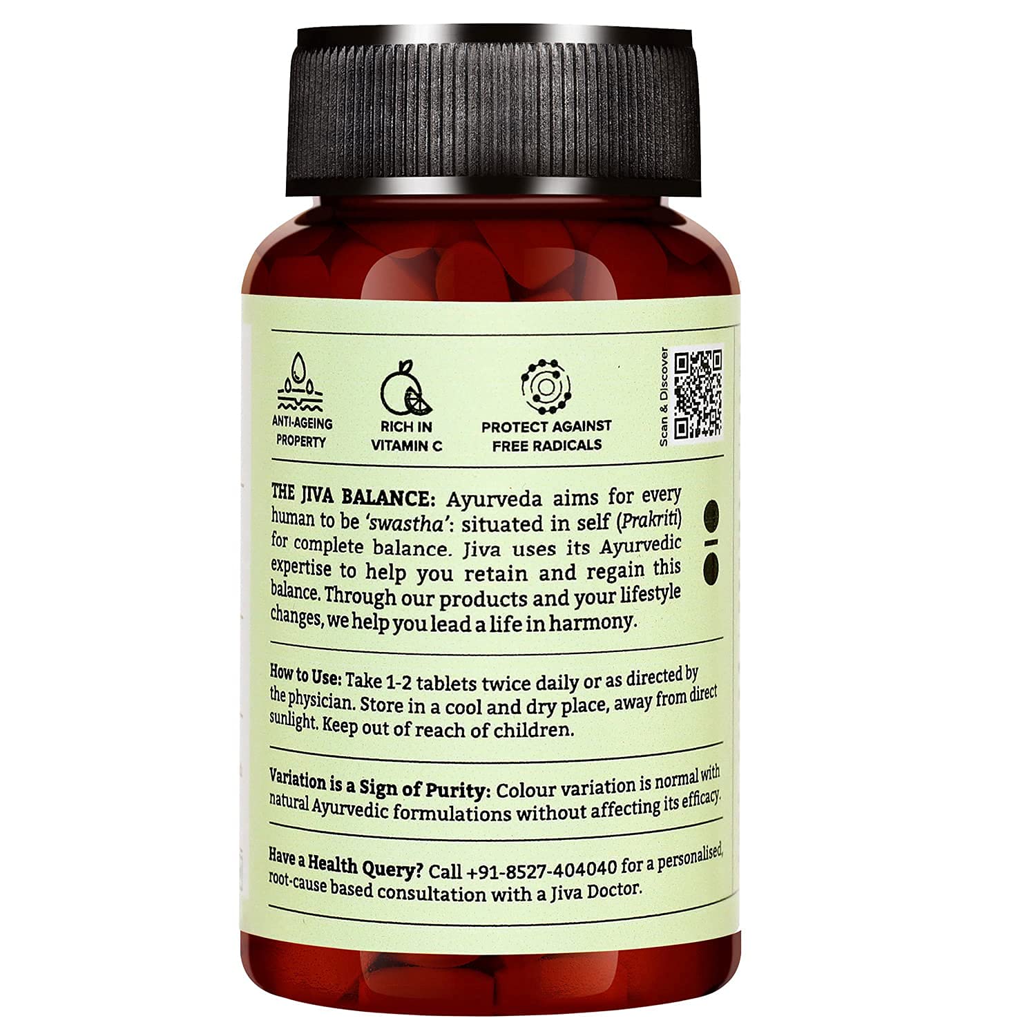 Jiva Amla Tablets 500mg 100% Pure Herbs Used, Rich In Vitamin C, Protects Against Free Radicals | Rich In Antioxidants, Improves Digestion, Enhances Vision | 120 Tablet 200gm Each Pack Of 2