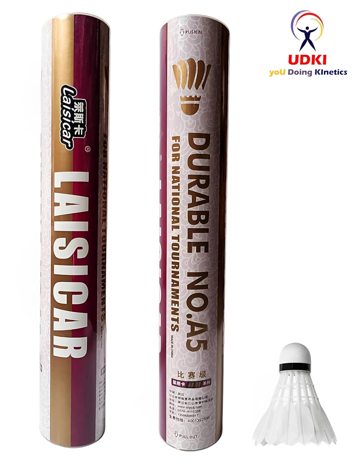 Udki No.A5 Badminton Shuttlecocks White Feather , Speed 77 | For Professional Players , Pack of 12
