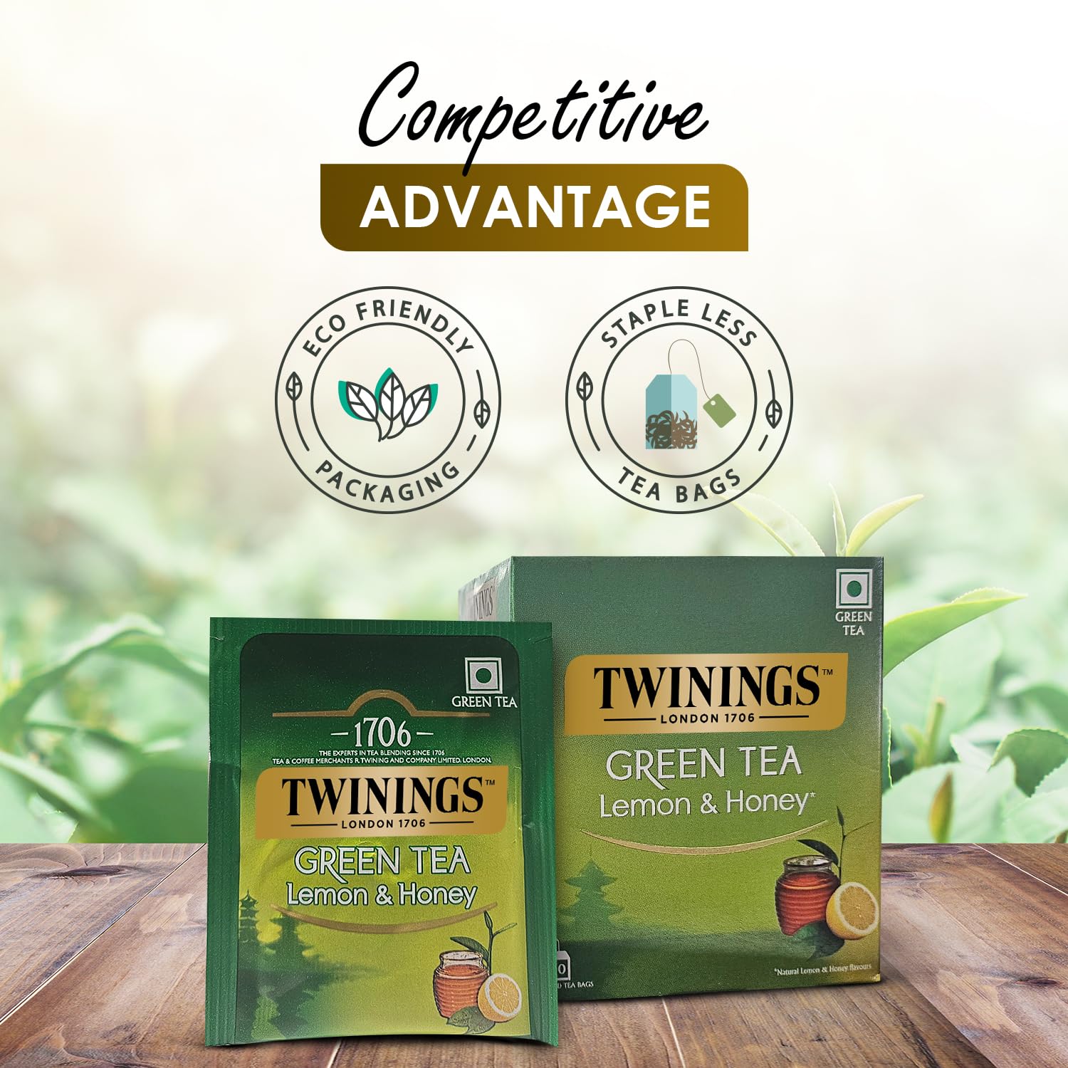 Twinings Lemon & Honey Green Tea - 20gm, 0.7 Ounce, 10 Enveloped Tea Bags | Good Source Of Hydration, Rich In Antioxidants - Caffeine Free Green Tea